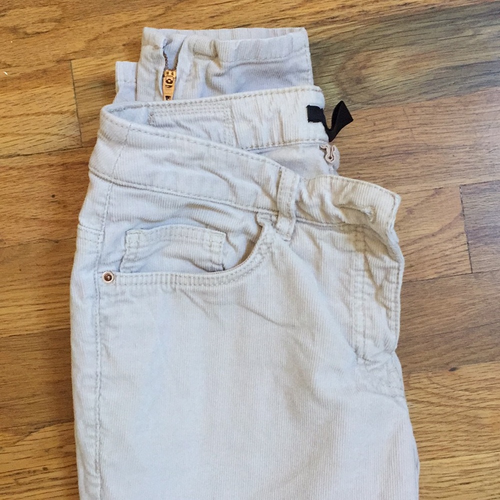 H&M Tan Corduroy Zipper Ankle Pants